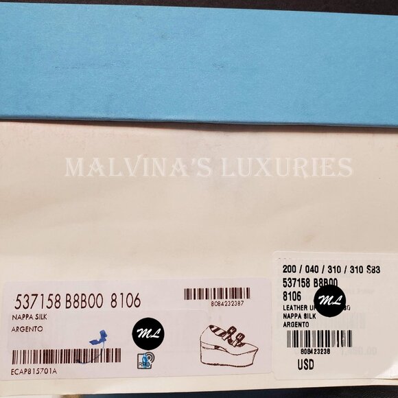 GUCCI SHOES SILVER LEATHER CUT OUT WEDGE PUMP CRYSTAL BUCKLES - Picture 13 of 13